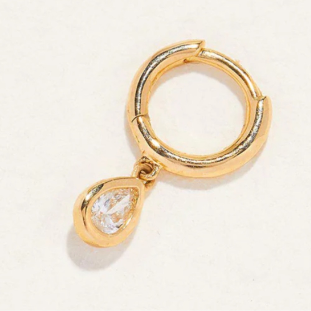 Pamela Love Raindrop Huggie Diamond Earring, 14K